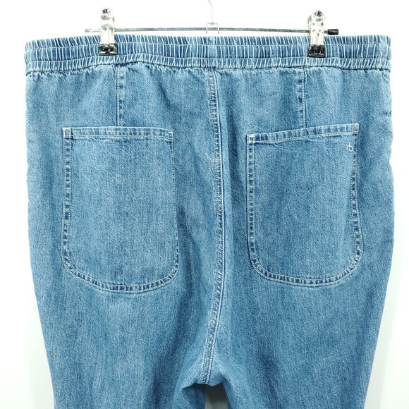 rag & bone Cotton Denim Jogger L Blue Drawstring Straight Leg High Rise Pull-On - Picture 8 of 16